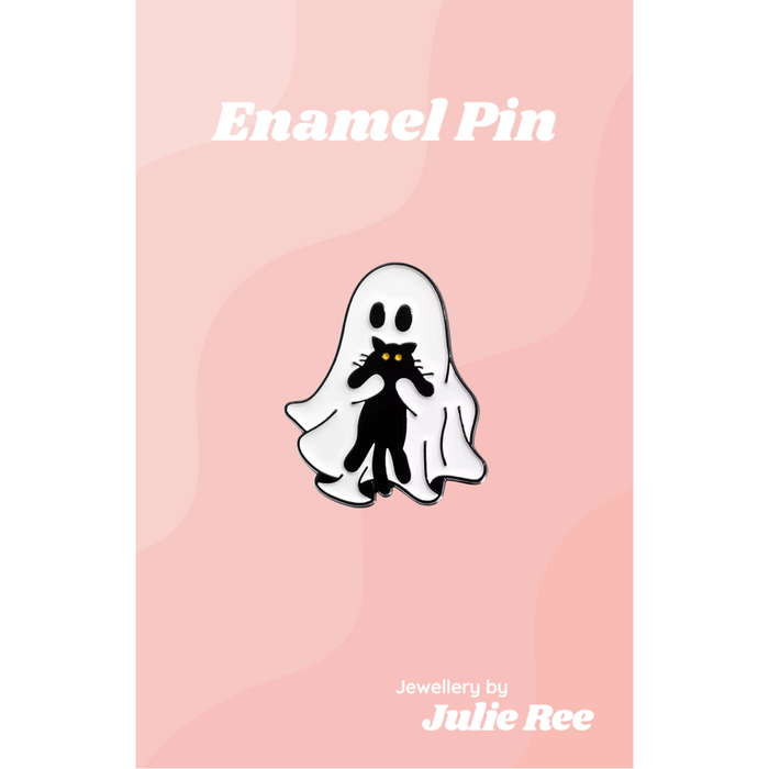 Julie Ree Enamel Pin - Ghost With Cat