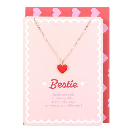 Besties Heart Necklace Greeting Card - Something Different Gift Shop