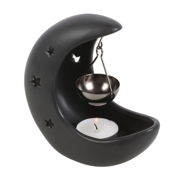 Black Crescent Moon Oil Burner - Something Different Gift Shop