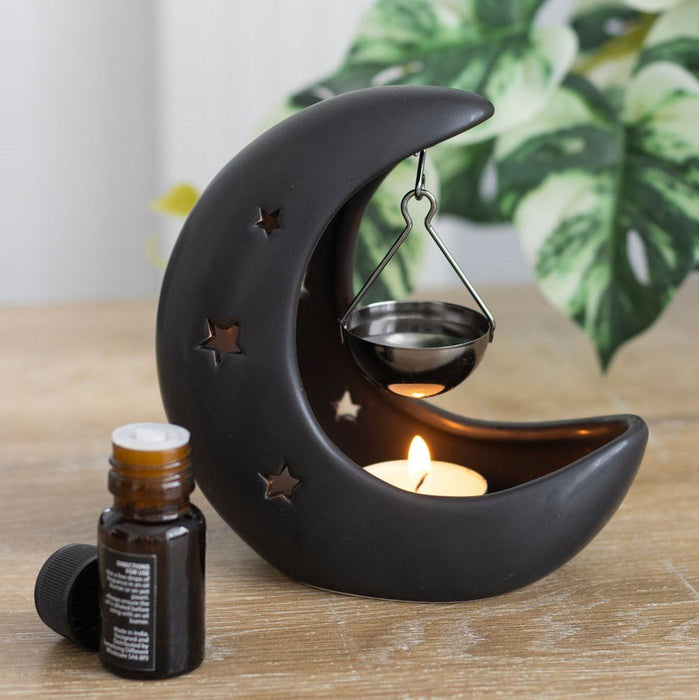 Black Crescent Moon Oil Burner - Something Different Gift Shop