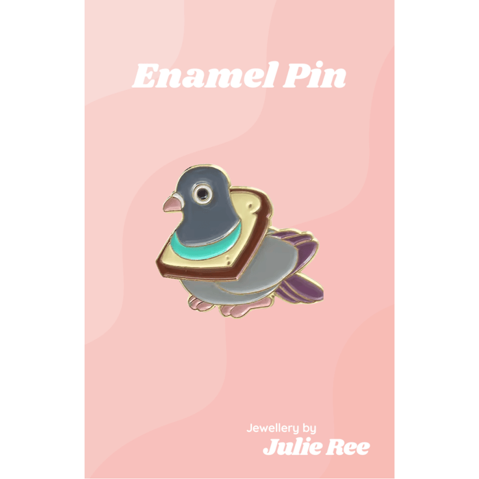 Julie Ree Enamel Pin - Bread Pigeon - Something Different Gift Shop