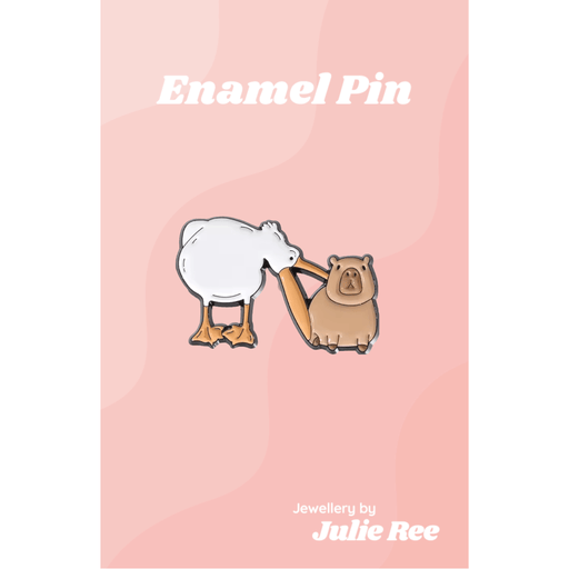 Julie Ree Enamel Pin - Capy & Pelican - Something Different Gift Shop