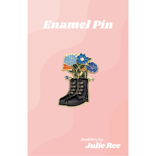 Julie Ree Enamel Pin - Floral Boots - Something Different Gift Shop