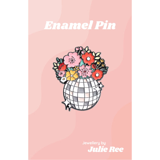 Julie Ree Enamel Pin - Floral Disco Ball - Something Different Gift Shop