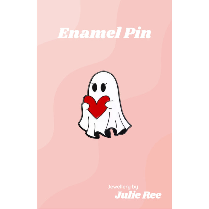 Julie Ree Enamel Pin - Heart Ghost - Something Different Gift Shop