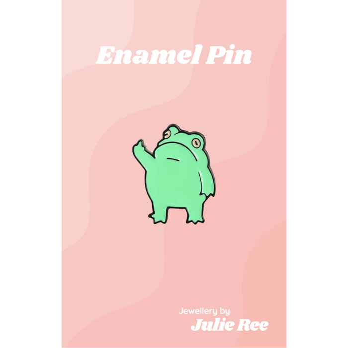 Julie Ree Enamel Pin - Middle Finger Frog - Something Different Gift Shop