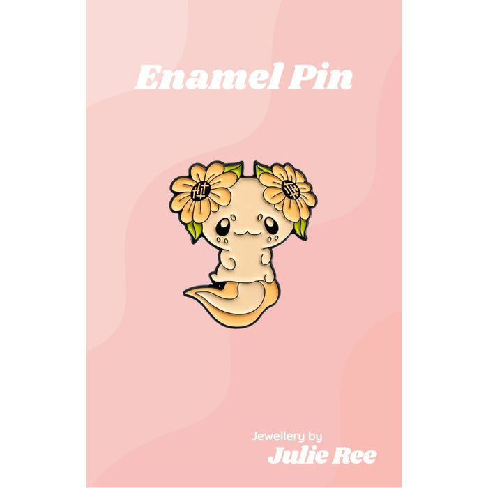 Julie Ree Enamel Pin - Yellow Axolotl - Something Different Gift Shop