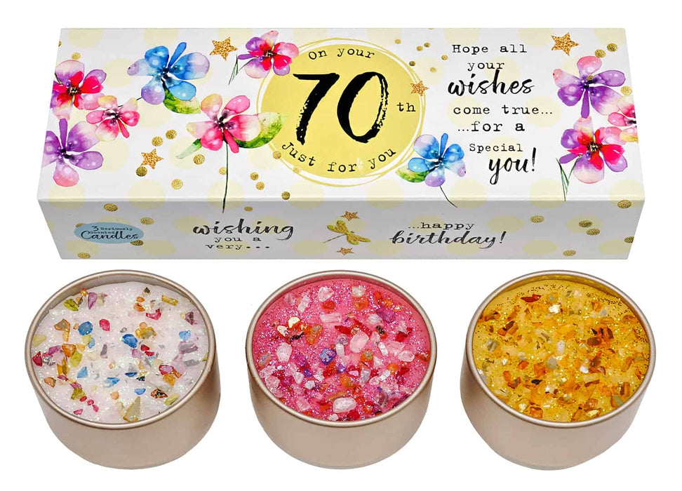 Just Because Candles Three Lites - 70th - Something Different Gift Shop