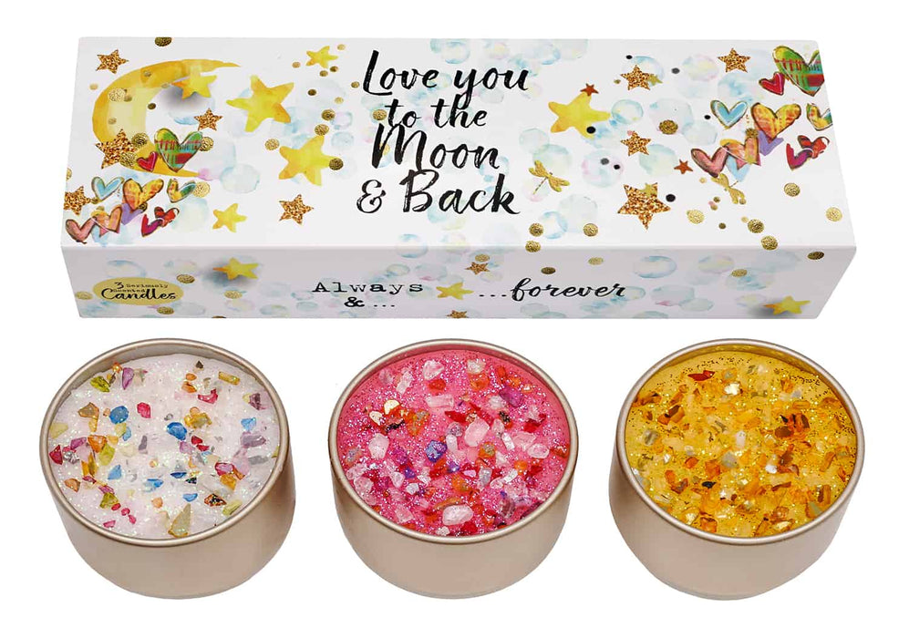 Just Because Candles Three Lites - Moon & Back - Something Different Gift Shop