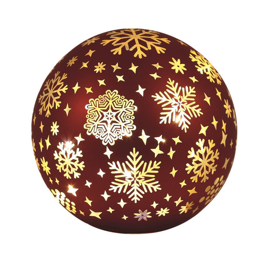 LED Snowflake Ball Red 15cm - Something Different Gift Shop