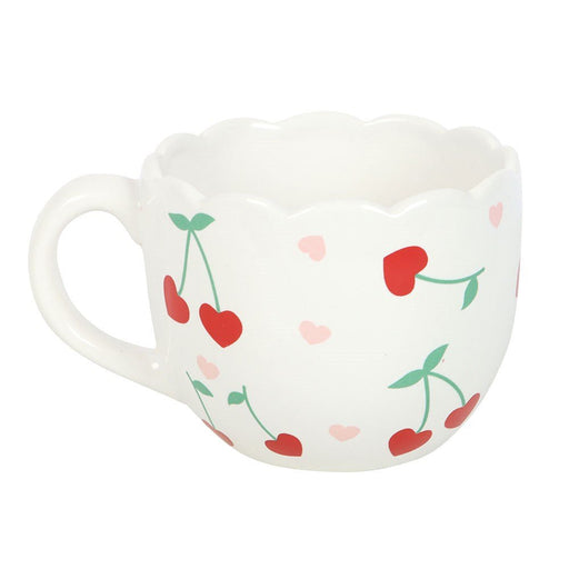 Scalloped Cherry Print Mug - Something Different Gift Shop