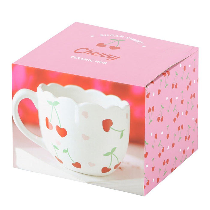 Scalloped Cherry Print Mug - Something Different Gift Shop