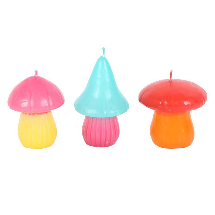 Set Of 3 Mushroom Shaped Candles - Something Different Gift Shop