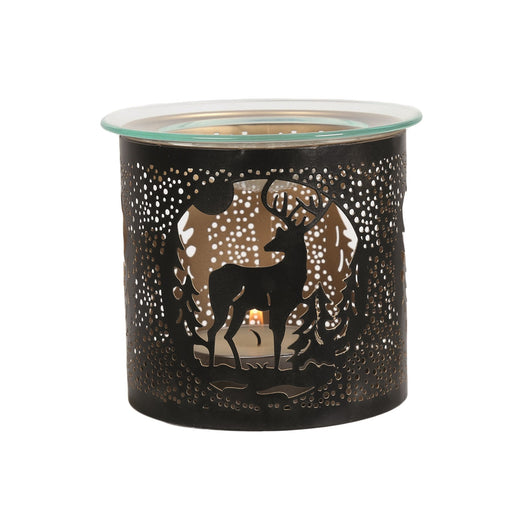 Tealight Wax Melter and Candle Holder - Black Silhouette Stag - Something Different Gift Shop