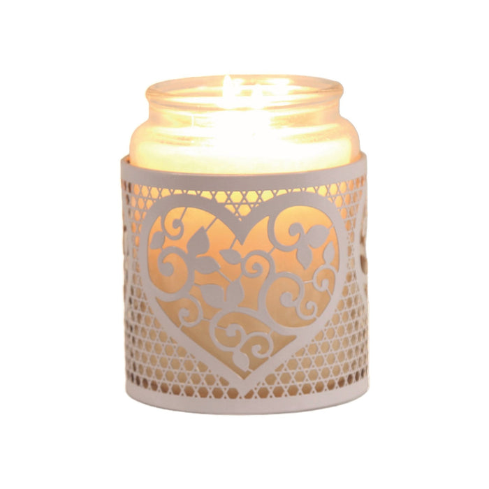 Tealight Wax Melter and Candle Holder - White & Gold Silhouette Heart - Something Different Gift Shop