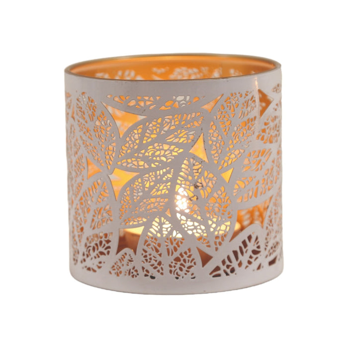 Tealight Wax Melter and Candle Holder - White Leaves - Something Different Gift Shop