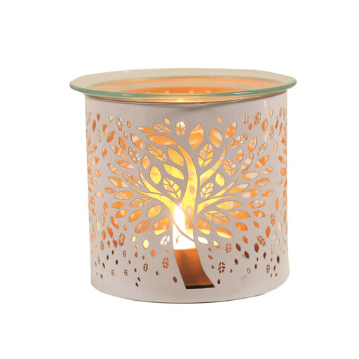 Tealight Wax Melter and Candle Holder - White Tree of Life - Something Different Gift Shop