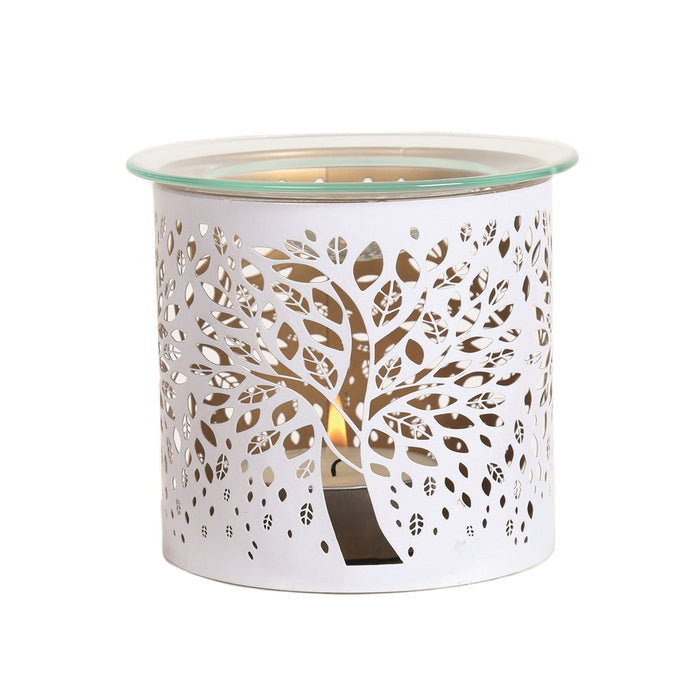 Tealight Wax Melter and Candle Holder - White Tree of Life - Something Different Gift Shop