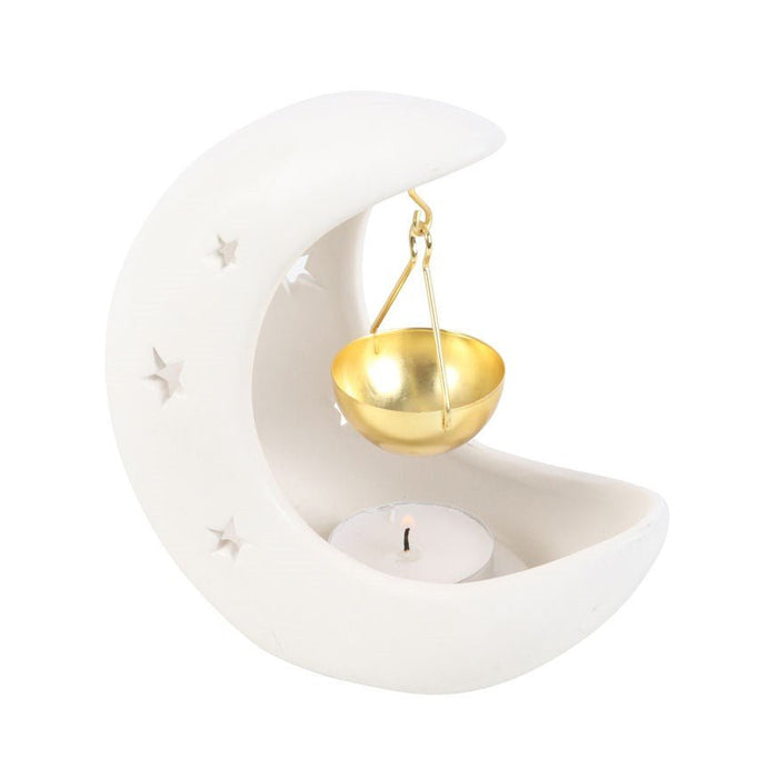 White Crescent Moon Oil Burner - Something Different Gift Shop