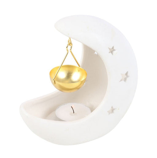 White Crescent Moon Oil Burner - Something Different Gift Shop