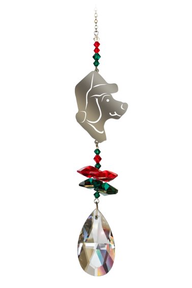 Wild Things Crystal Fantasy Small - Dog With Hat Red Green - Something Different Gift Shop