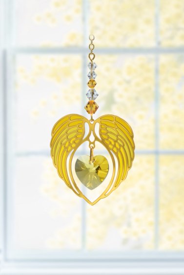 Wild Things Gold Angel Wing Heart - Topaz - Something Different Gift Shop