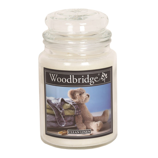 Woodbridge Large Scented Candle Jar - Clean Linen - Something Different Gift Shop