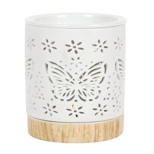 White Ceramic Warmer - Butterfly - Something Different Gift Shop